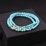 4mm Turquoise Beaded Bracelet with CZ Pave Ball Charm
