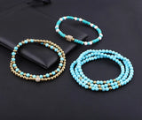 4mm Turquoise Beaded Bracelet with CZ Pave Ball Charm