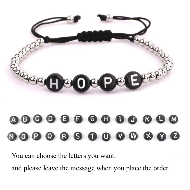4mm Stainless Steel DIY Letters Bracelet Set