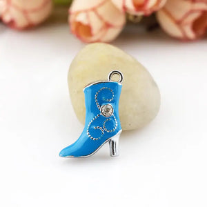 50pcs Silver Plated Lake Boots Pendant Metal Charms Necklace Craft DIY Beads