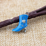 50pcs Silver Plated Lake Boots Pendant Metal Charms Necklace Craft DIY Beads