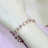 14K Rose Heart-shaped Ball Beads Bracelet for Women