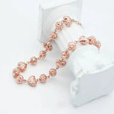14K Rose Heart-shaped Ball Beads Bracelet for Women