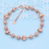 14K Rose Heart-shaped Ball Beads Bracelet for Women