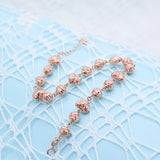 14K Rose Heart-shaped Ball Beads Bracelet for Women