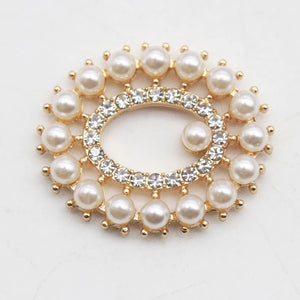 5Pcs 25*30mm Oval Hollow Rhinestone Pearl DIY Wedding Jewelry