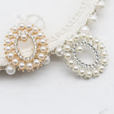 5Pcs 25*30mm Oval Hollow Rhinestone Pearl DIY Wedding Jewelry