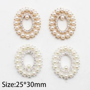 5Pcs 25*30mm Oval Hollow Rhinestone Pearl DIY Wedding Jewelry