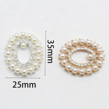 5Pcs 25*30mm Oval Hollow Rhinestone Pearl DIY Wedding Jewelry