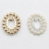 5Pcs 25*30mm Oval Hollow Rhinestone Pearl DIY Wedding Jewelry