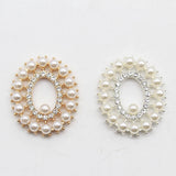 5Pcs 25*30mm Oval Hollow Rhinestone Pearl DIY Wedding Jewelry