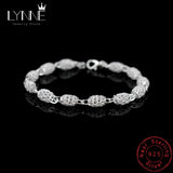 925 Sterling Silver Hollow Oval Charm Bracelet Bohemia Ethnic Style
