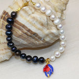 8-9mm Natural Pearl Beads Bracelet for Women Flower Cloisonne Diy Jewelry