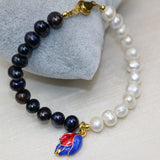 8-9mm Natural Pearl Beads Bracelet for Women Flower Cloisonne Diy Jewelry