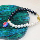 8-9mm Natural Pearl Beads Bracelet for Women Flower Cloisonne Diy Jewelry
