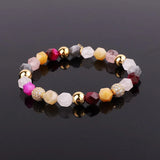 8mm Natural Stone Beaded Bracelet with CZ Pave Ball Charm