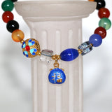 8mm Multicolor Agat Beads Bangle Cloisonne Bracelet