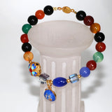 8mm Multicolor Agat Beads Bangle Cloisonne Bracelet