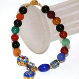 8mm Multicolor Agat Beads Bangle Cloisonne Bracelet