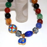 8mm Multicolor Agat Beads Bangle Cloisonne Bracelet