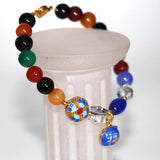 8mm Multicolor Agat Beads Bangle Cloisonne Bracelet