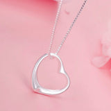 925 Silver Heart Chain Pendant Necklaces For Women Girls Jewelry Gift