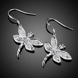 925 Silver Dragonfly Drop Earrings Women Jewelry