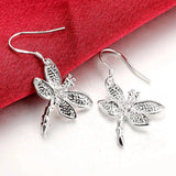 925 Silver Dragonfly Drop Earrings Women Jewelry