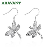 925 Silver Dragonfly Drop Earrings Women Jewelry