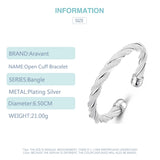 925 Silver Twist Bangles Open Cuff Bracelets For Women