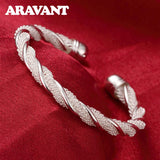 925 Silver Twist Bangles Open Cuff Bracelets For Women