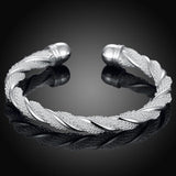 925 Silver Twist Bangles Open Cuff Bracelets For Women