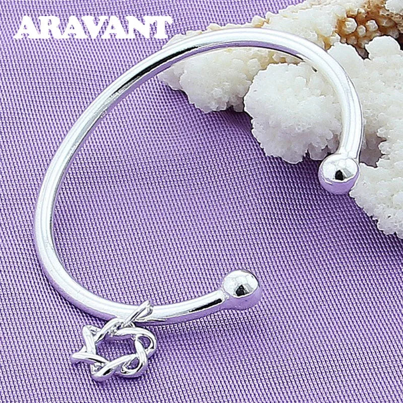 925 Silver Punk Open Cuff Bangle Female Male Silver Jewelry