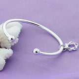925 Silver Punk Open Cuff Bangle Female Male Silver Jewelry