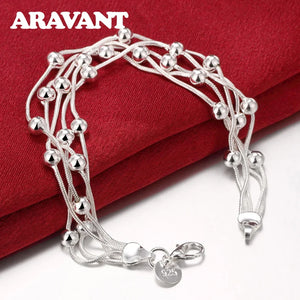925 Silver Bead Bracelet Chain Wedding Jewelry