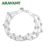 925 Silver Bead Bracelet Chain Wedding Jewelry