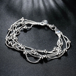 925 Silver Bead Bracelet Chain Wedding Jewelry