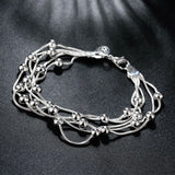 925 Silver Bead Bracelet Chain Wedding Jewelry