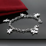 925 Silver Dragonfly Bracelet Bohemian Charm Bangle Jewelry