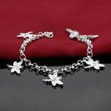 925 Silver Dragonfly Bracelet Bohemian Charm Bangle Jewelry