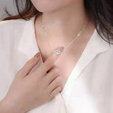 925 Silver Angel Wing Heart Pendant Necklace with Zircon for Women & Girls