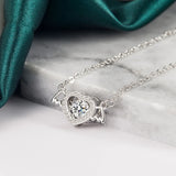 925 Silver Angel Wing Heart Pendant Necklace with Zircon for Women & Girls