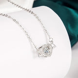 925 Silver Angel Wing Heart Pendant Necklace with Zircon for Women & Girls