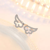 925 Silver Angel Wing Open Ring CZ Women Jewelry Gift