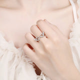 925 Silver Angel Wing Open Ring CZ Women Jewelry Gift
