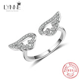 925 Silver Angel Wing Open Ring CZ Women Jewelry Gift