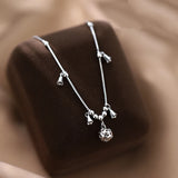 925 Silver Anklets Women Foot Jewelry Bell Bracelets