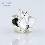 925 Sterling Silver Orchid Charm Bracelet Women Jewelry