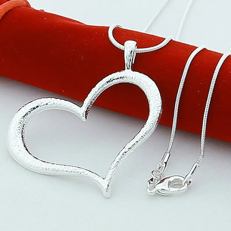 Sterling Silver Heart Pendant Necklace For Women