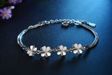 925 Silver Bracelet Crystal Love Heart Clover Bangles